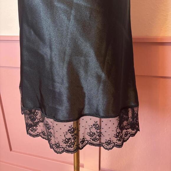 Halston goth fairy coquette lace mini slip dress black sz small vanity whimsy - Picture 6 of 8